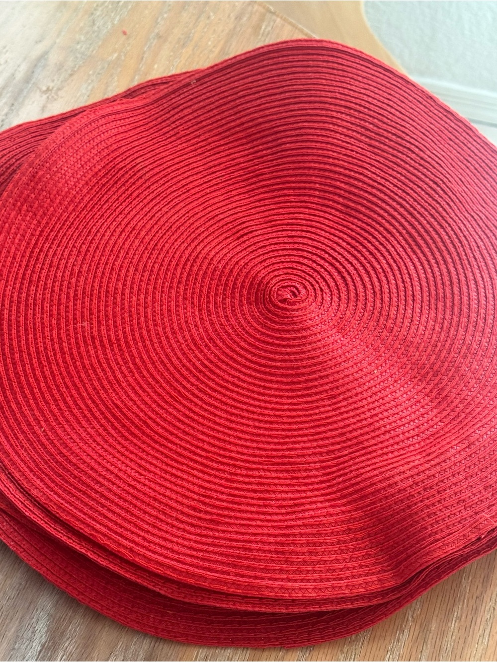 Red Round Woven Placemat Set